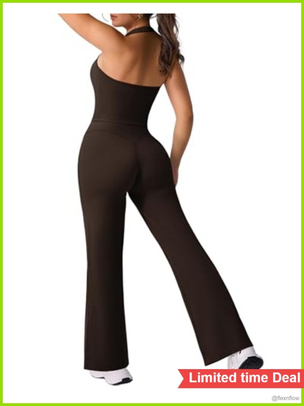 Two Piece Workout Set Halter Padded Crop Tank Top Straight Leg Yoga Pants